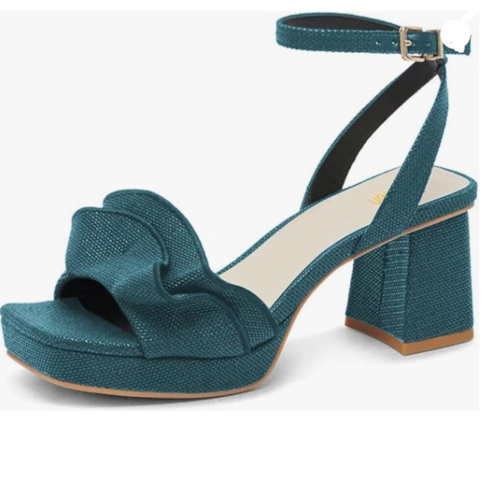 Elegant Teal Sandals with Ankle Strap
